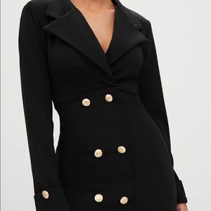 Pretty Little Thing black and gold blazer dress size large. Never worn!